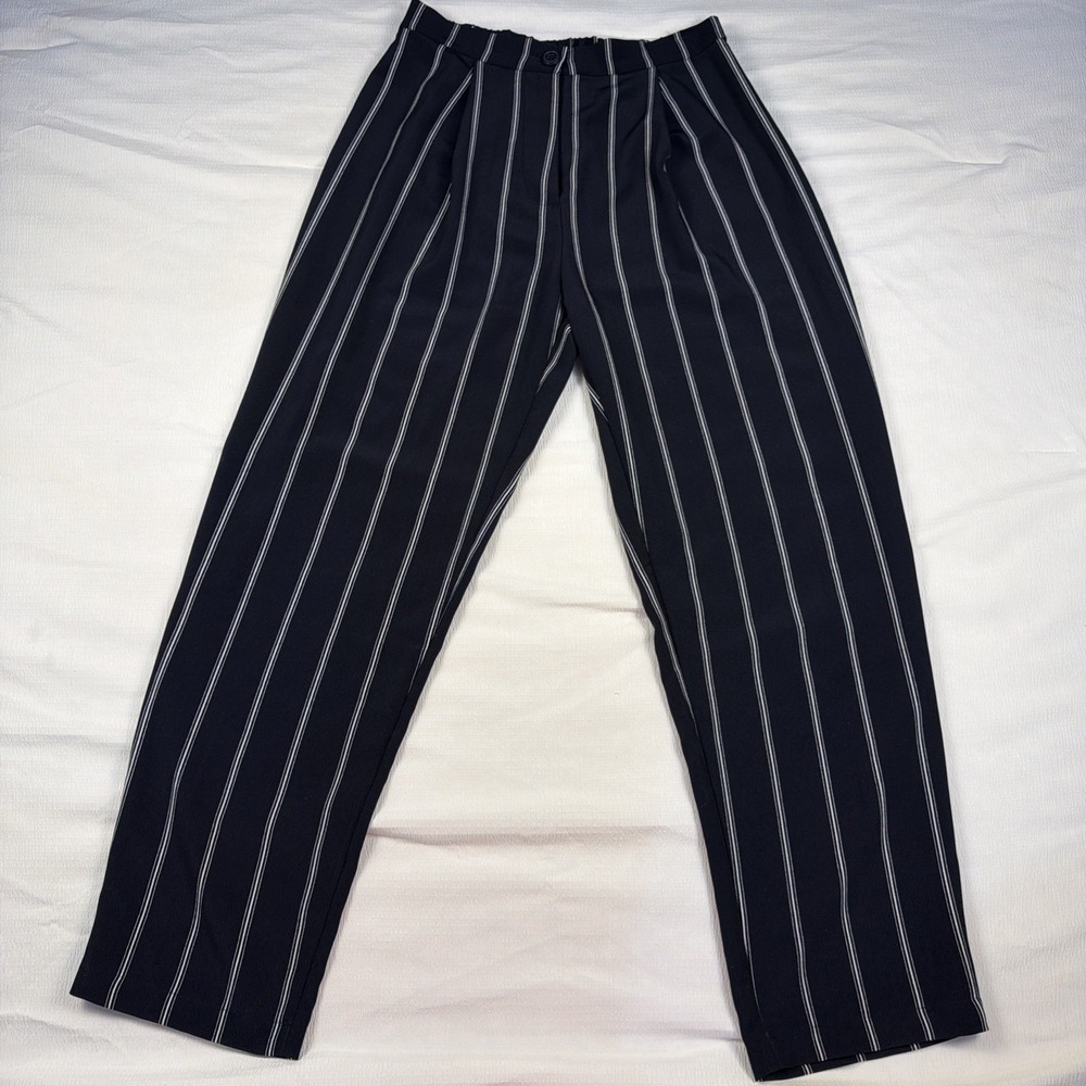 Divided H&M Womens Pants Blue Size 4 Striped Wide Leg Elastic Polyester Blend